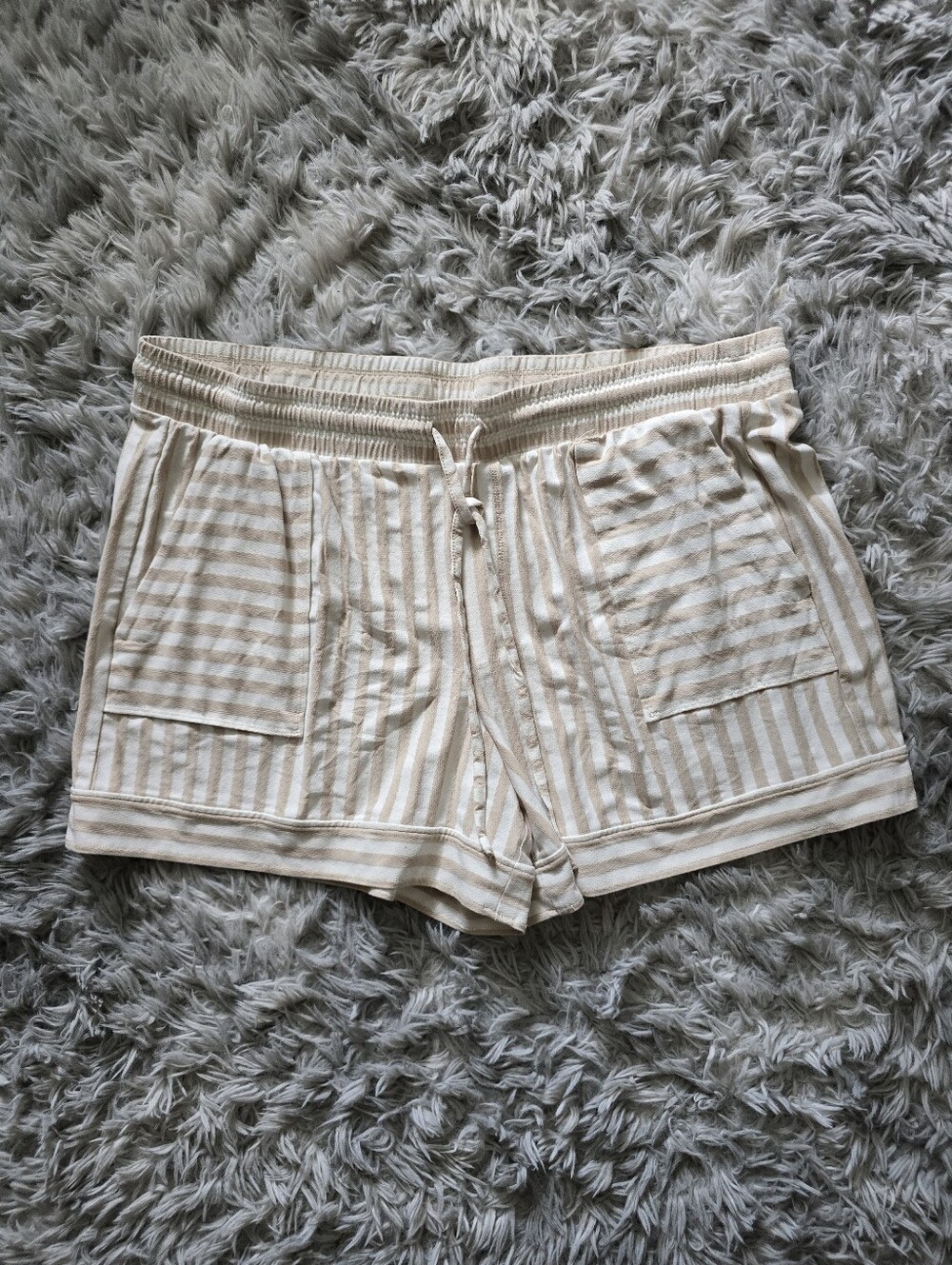 Anybody Yarn Dyed Textured Striped Jersey Shorts - Size XL